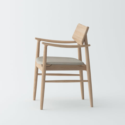 Isabella Mid Century Dining Arm chair - Solid Oak Wood and Fabric seat