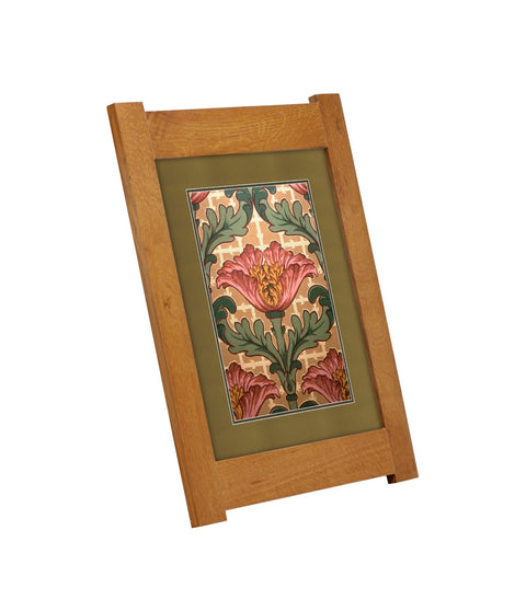 Arts & Crafts Mission Oak Framed Art with Poppy Delight