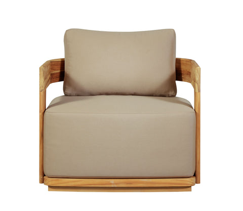 Eclipse Outdoor Solid Teak Wood  Chair - Light Brown Fabric