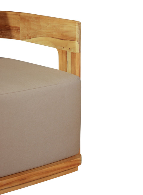 Eclipse Outdoor Solid Teak Wood  Chair - Light Brown Fabric