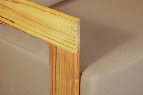 Eclipse Outdoor Solid Teak Wood  Chair - Light Brown Fabric