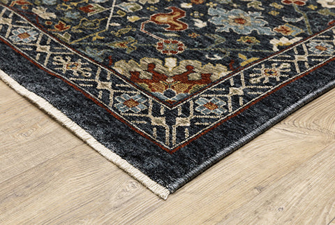 Medalia Area Rug - Navy Blue / Burnt Red / Orange 7 Sizes