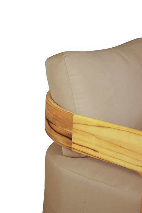 Eclipse Outdoor Solid Teak Wood  Chair - Light Brown Fabric