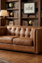 Tuxedo Leather Love Seat - Light Brown