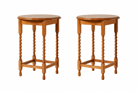 Mission Oak End Table With Barley Twist Legs