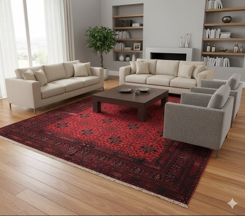 Terkaman Tribal Afghan Oriental Rug, size 9' 8" x 13' 4"  (C)