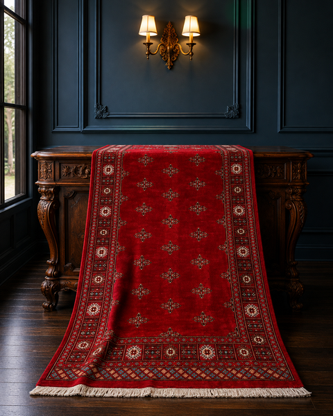 Hand-Knotted Pakistani Bokhara Rug – 100% Wool, 3' x 5'