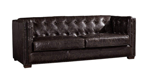 Tuxedo Leather Sofa - Dark Brown