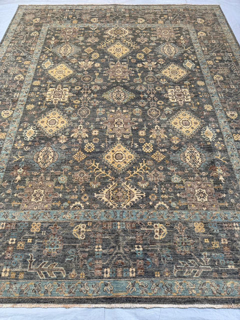 Hand-Knotted Vegetable Dye Agra Rug from Pakistan, 8' 3" x 10' 6"