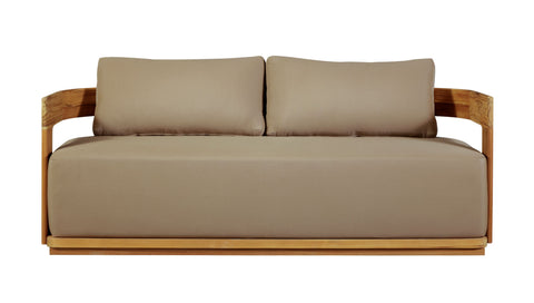 Eclipse Outdoor Solid Teak Wood Love seat - Light Brown Fabric