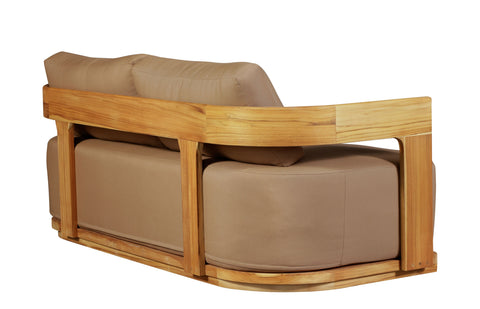 Eclipse Outdoor Solid Teak Wood Love seat - Light Brown Fabric