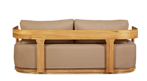 Eclipse Outdoor Solid Teak Wood Love seat - Light Brown Fabric