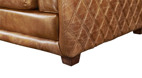 Waco Rustic Modern Love Seat - Light Brown Leather