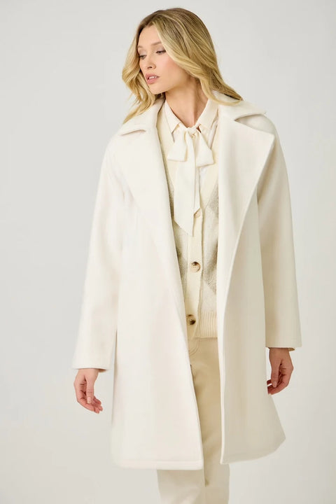 Lapel Collar Robe Coat - Snow White