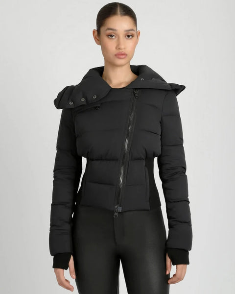 Asymmetrical Puffer Jacket - Black