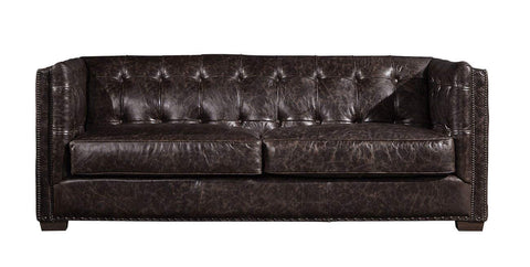 Tuxedo Leather Sofa - Dark Brown