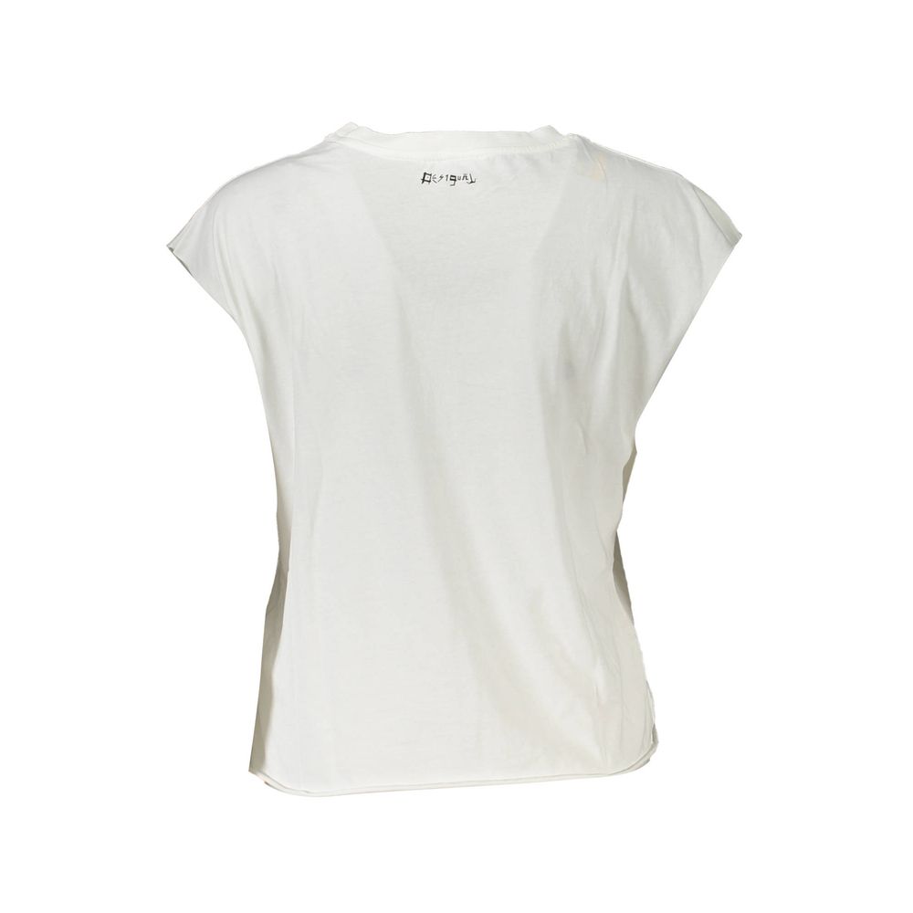 Desigual White Cotton Women T-Shirt with Stars