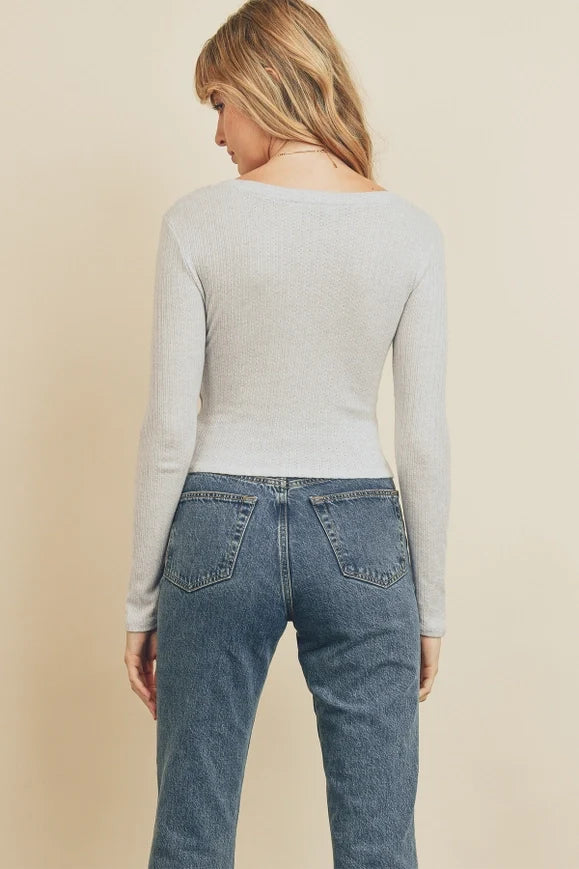 Pointelle Scoop Long-Sleeve Tee