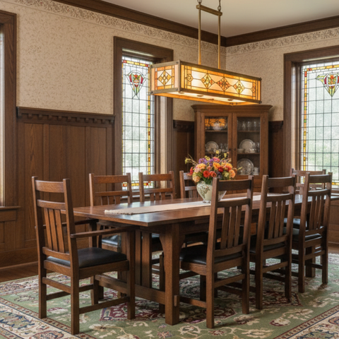 Mission Stow Leaf Table with #401 Chair Dining Set - Dark Oak