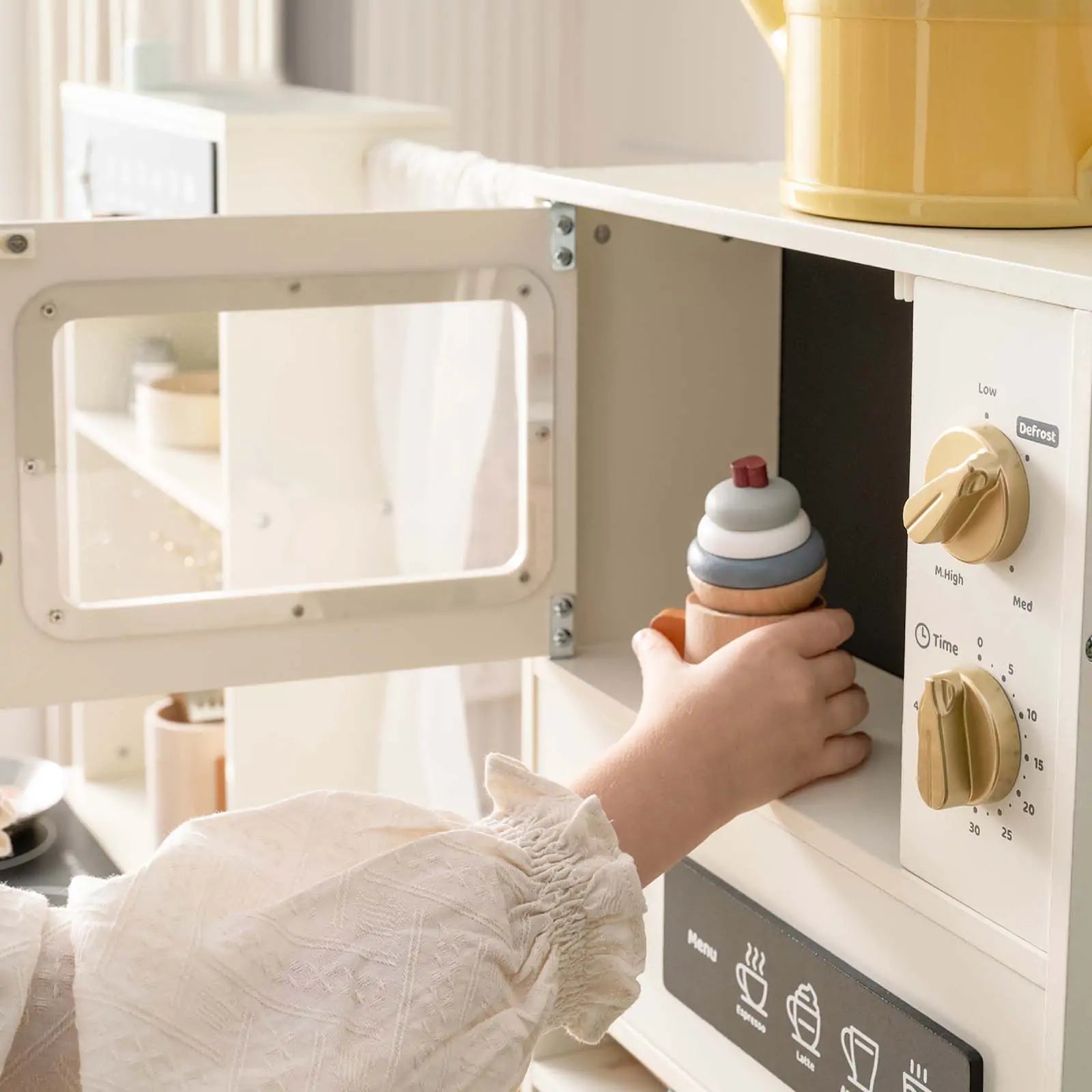 Tiny Land® Play Kitchen with Running Water - Iconic Aqua Kitchen in Cream