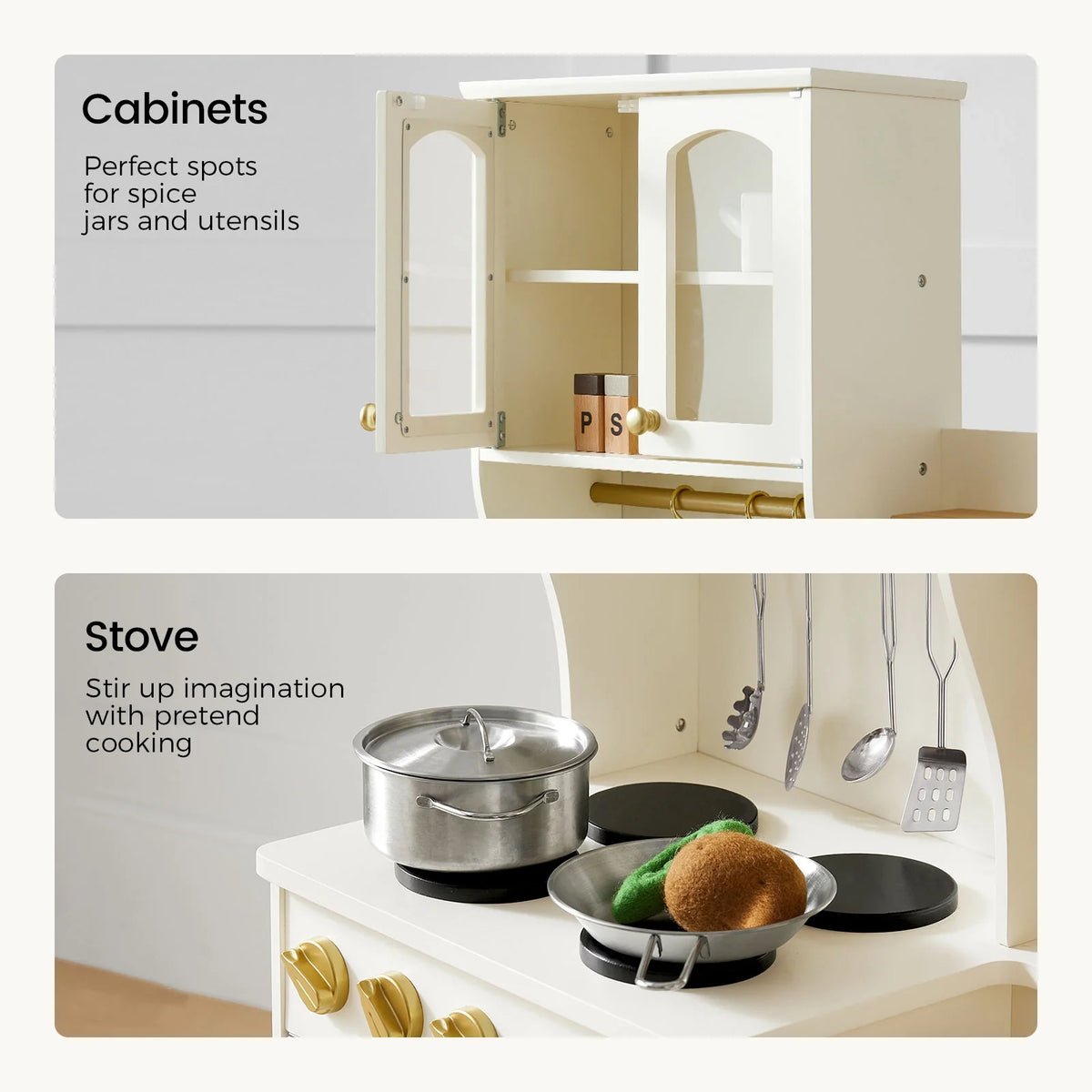 Tiny Land® Wooden Play Kitchen with Storage for Creative Toddlers