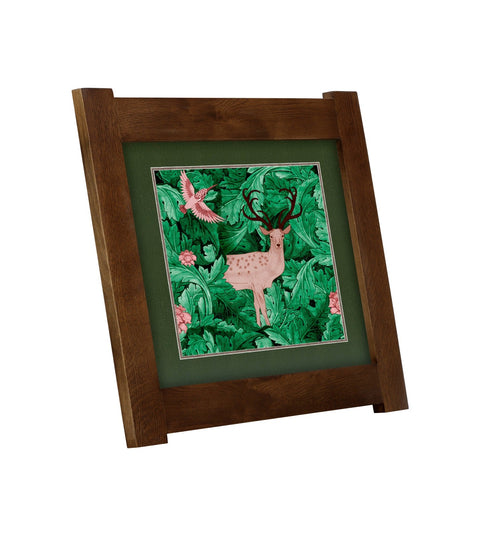 Arts & Crafts Mission oak Framed Art in Rich Botanical illustration
