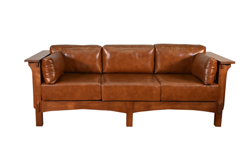 Mission Crofter Sofa - Solid Quarter Sawn Oak and Leather Cushions