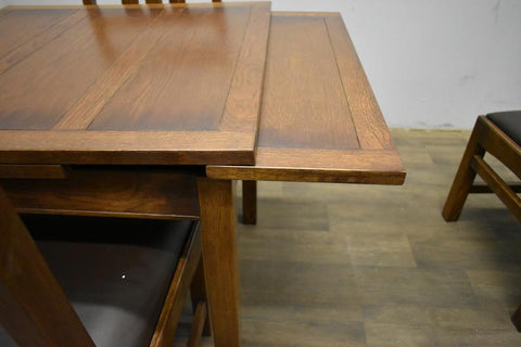 (Pre-Order Walnut Only) Mission Oak Kitchen Table with 2 Leaves - 2 Stain Options