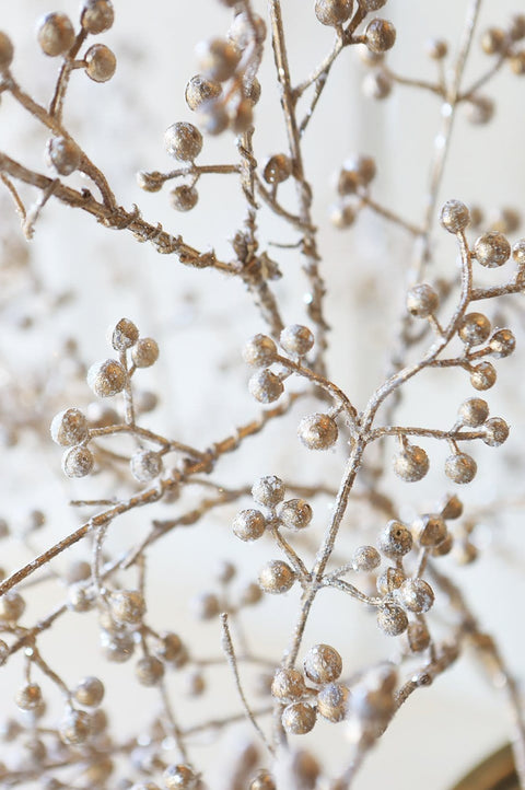 24" Faux Glittered Berry Stem Champagne