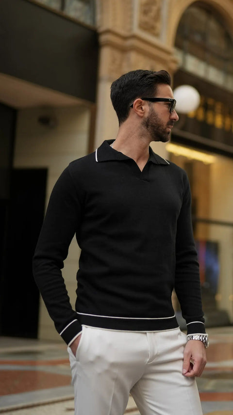 Men's Black Polo Sweater