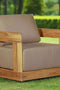 Paradiso Outdoor Solid Teak Wood Revolving Chair - Light Brown Fabric