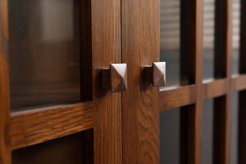Mission Oak 3 Door Display Bookcase