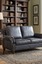 English Rolled Arm Love Seat - Slate Leather