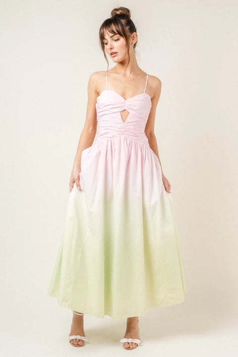 Ombre Wrinkled Maxi Dress for Women