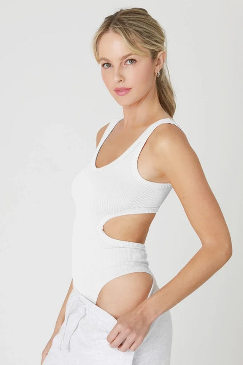 Deep V Neck Cutout Bodysuit