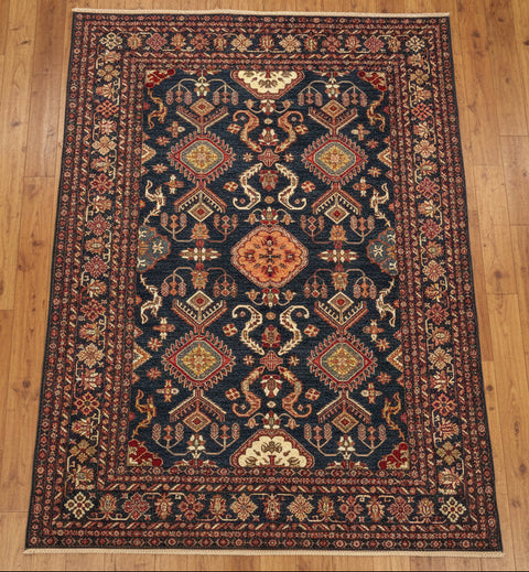 Hand-Knotted Vegetable Dye Kazak Rug from Pakistan, 9' 3" x 12' 8"