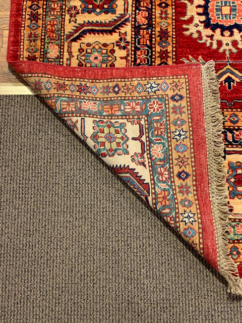 Hand-Knotted Vegetable Dye Kazak Rug from Pakistan, size 8' 7" x 12' 4"