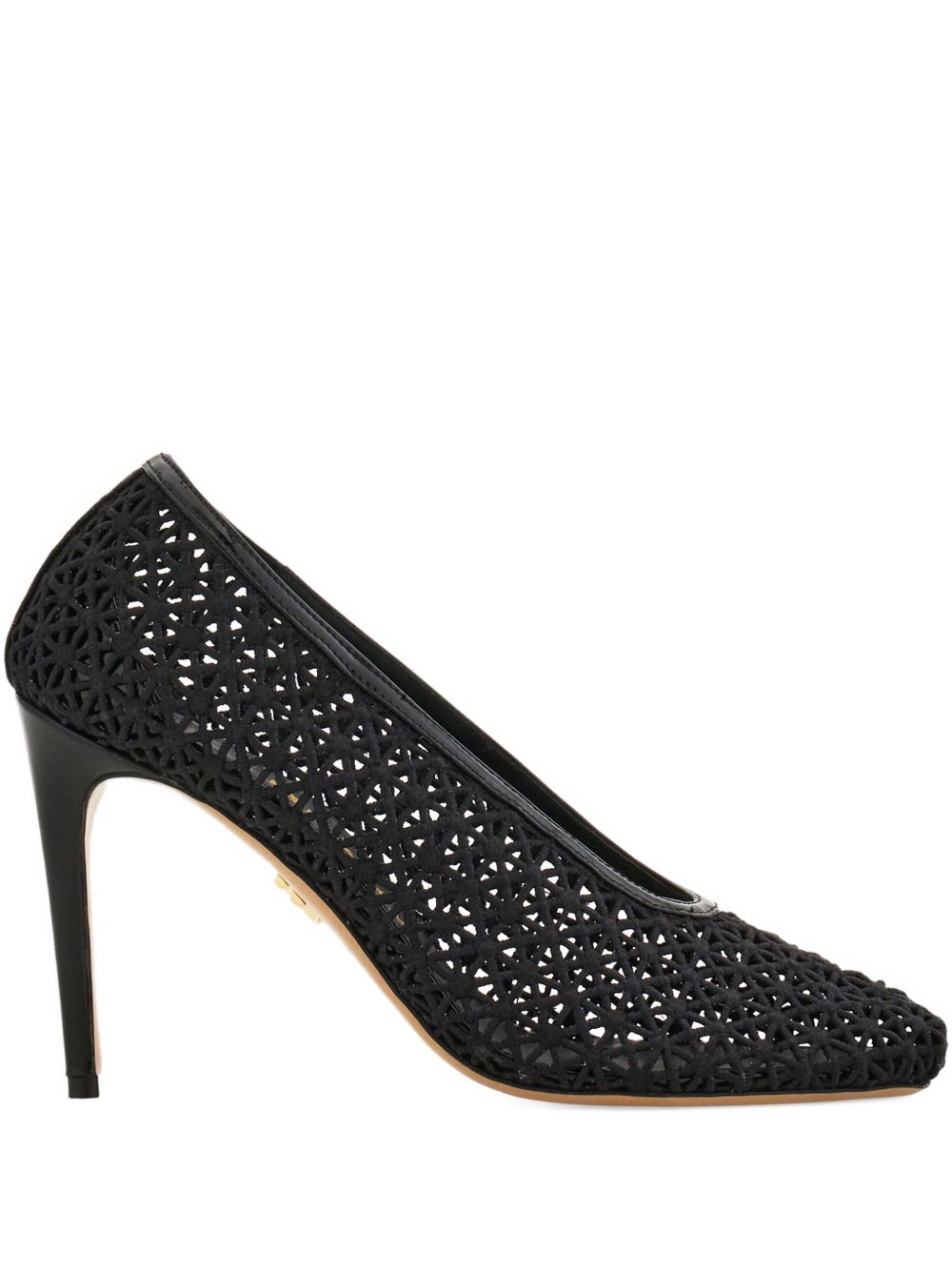 90mm Black Macramé Stiletto Pumps