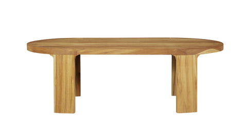 Eclipse Outdoor Solid Teak Wood Coffee Table, Golden Brown