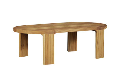 Eclipse Outdoor Solid Teak Wood Coffee Table, Golden Brown