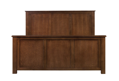 Mission Oak Storage Panel Bed with Three Drawers: Walnut stain