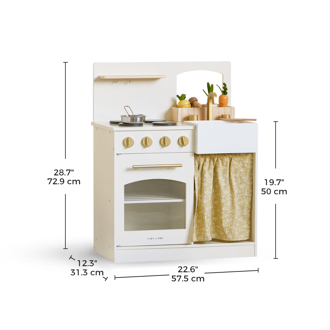 Tiny Land® Wooden Play Kitchen for Toddlers - Honey Kitchenette Pretend Cooking Set