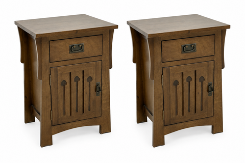 Mission Style Solid Quarter Sawn Oak Keyhole Nightstand