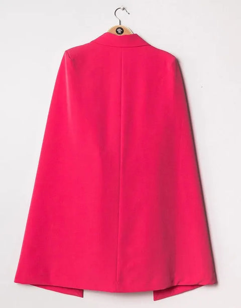 Mid-Length Cape Jacket with Belt Fuchsia