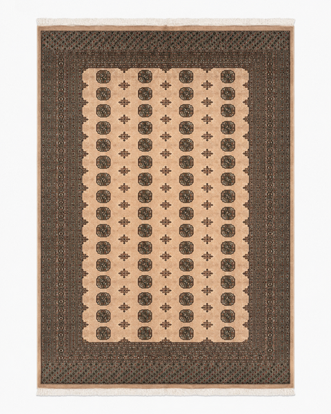 Hand-Knotted Pakistani Bokhara Rug – 100% Wool, size 9' x 12'