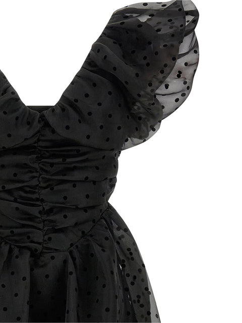 Ganni Black Organza Ruched Dress