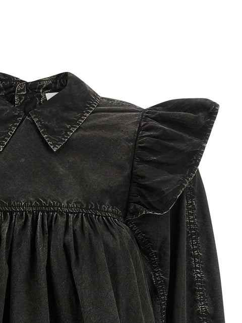 Ganni Black Washed Frill Blouse