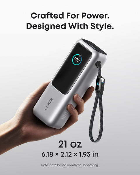 Anker Laptop Power Bank (25K, 165W, Built-In and Retractable Cables)