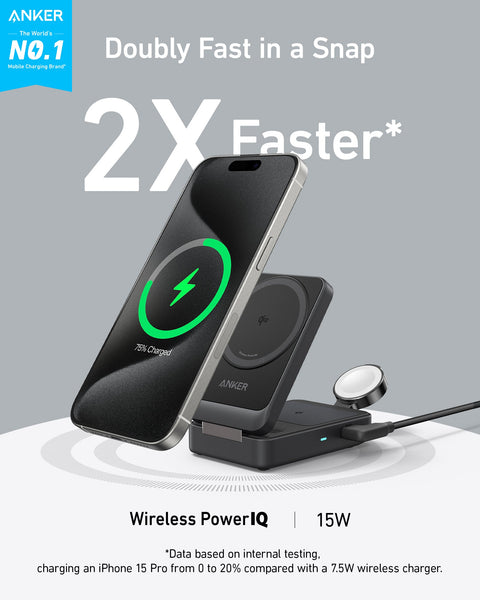 Anker MagGo Wireless Charging Station (Foldable 3-in-1)