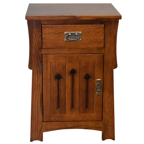 Mission Style Solid Quarter Sawn Oak Keyhole Nightstand